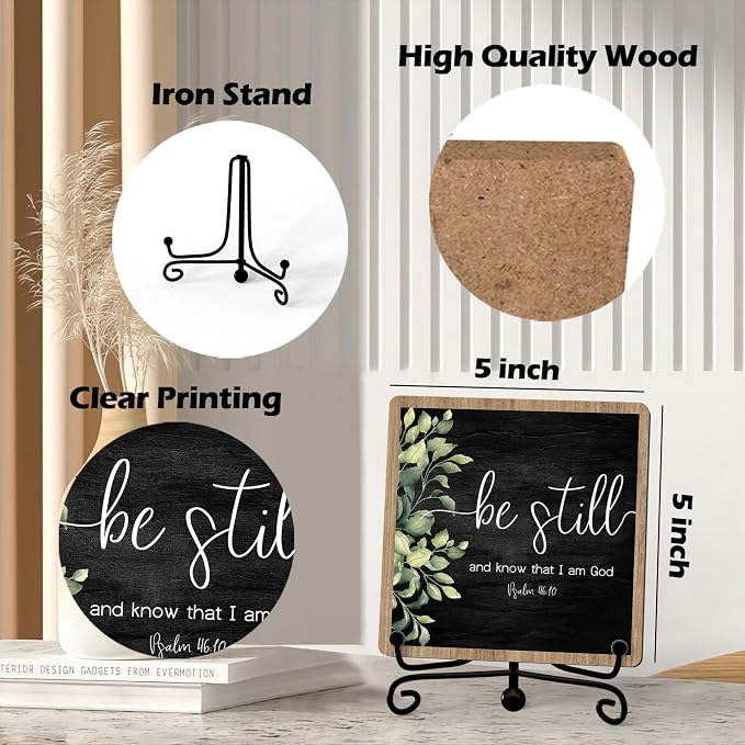 Inspirational Christian Desk Decor, Be Still And Know That I Am God Sign - Image 2