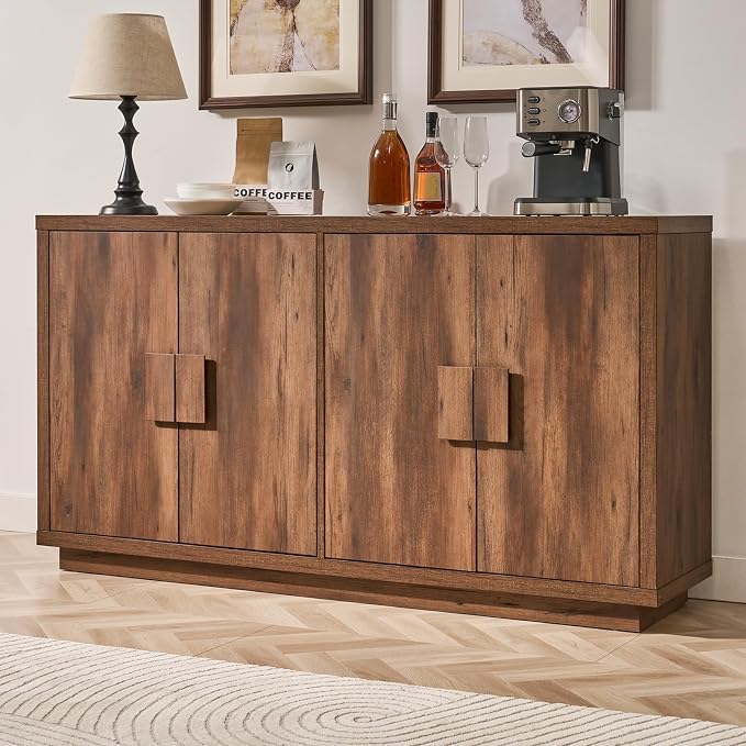 ONBRILL Buffet Cabinet with Storage, Wooden Kitchen Coffee Bar Credenza Storage by ONBRILL