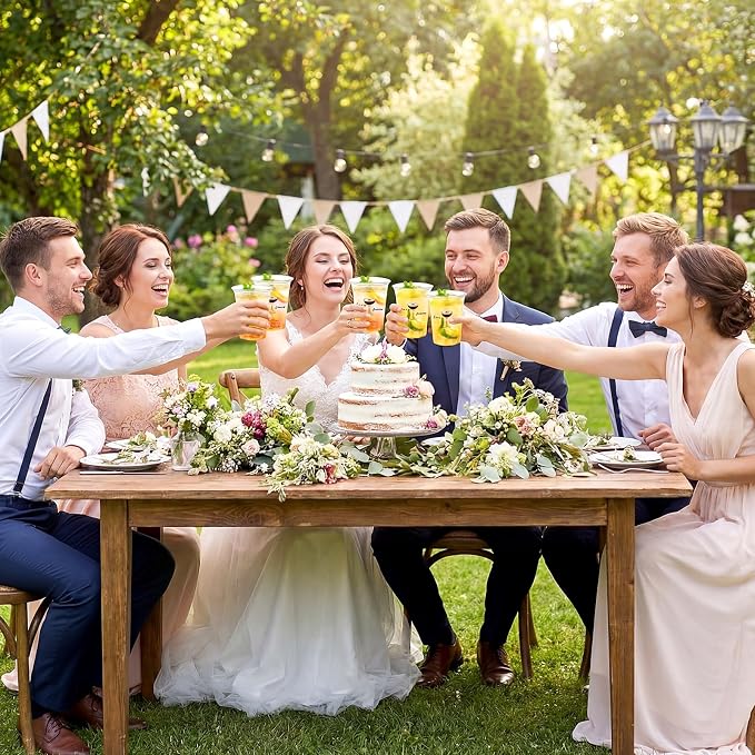 100 Pcs Wedding Plastic Cups Bulk 16 oz Clear Disposable Love Is Brewing Cups - Image 7