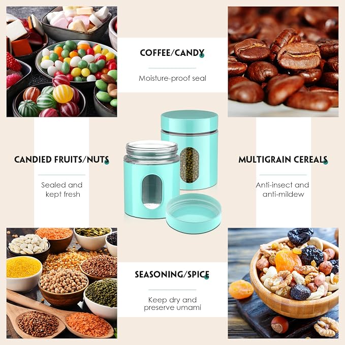 6 Pack Kitchen Canisters Set 20 oz Airtight Stainless Steel Canister Food - Image 7