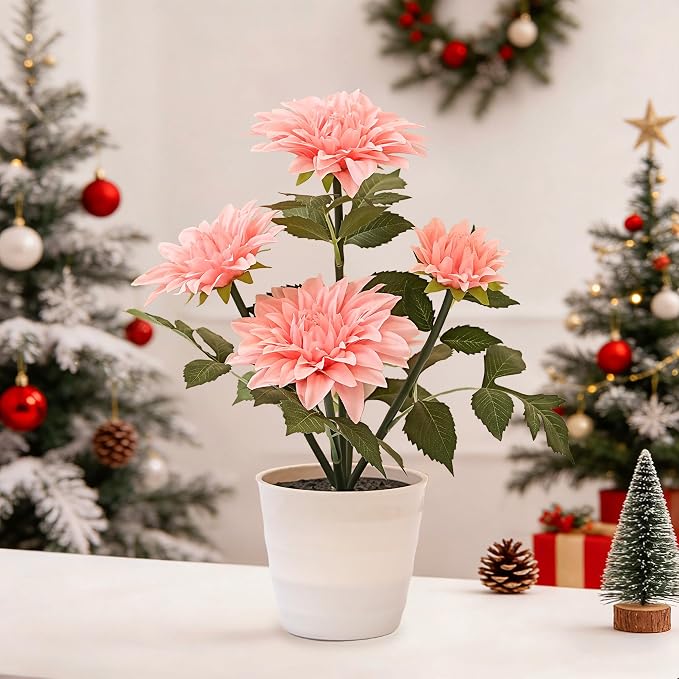 Artificial Pink Dahlia Flower Lamp Light - Image 7
