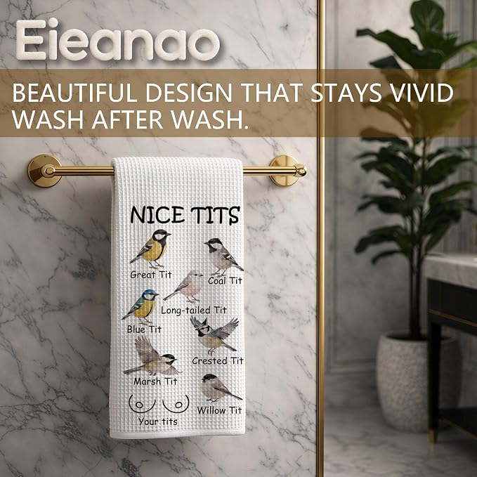 Funny Bird Hand Towel, Nice Tits Humor Bathroom Hand Towel - Image 3