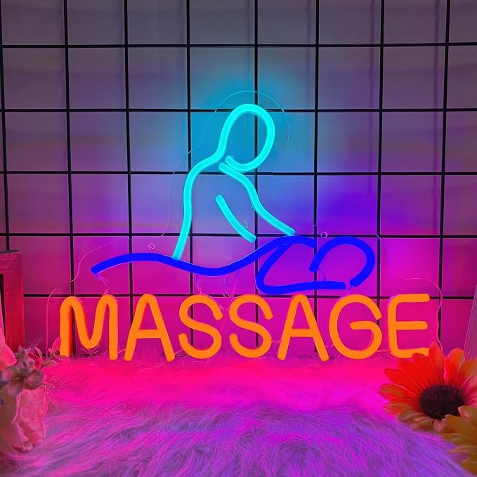 Massage Neon Sign for Wall Decor, Massage Led Signs, Dimmable USB Powered Neon by Moneter