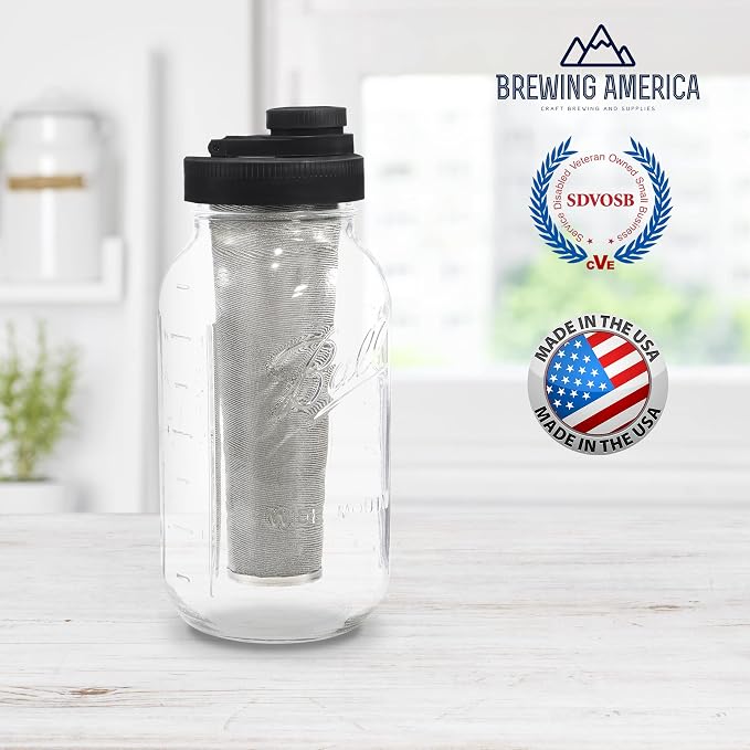 Brewing America Mason Jar Cold Brew Coffee Maker Infuser: Made in USA Wide - Image 2