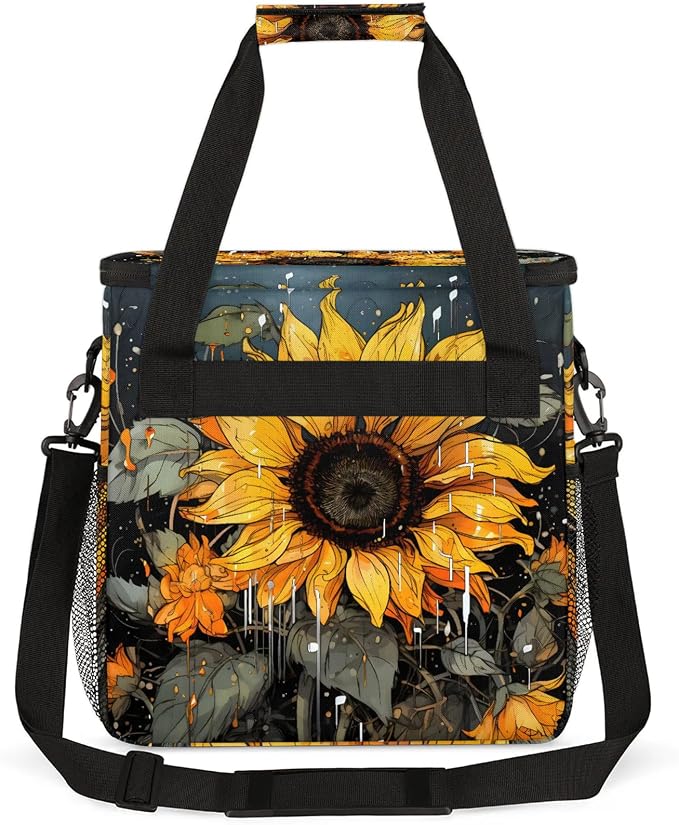 Vintage Sunflower Coffee Maker Carring Bag, Large Insulated Storage Organizer - Image 5