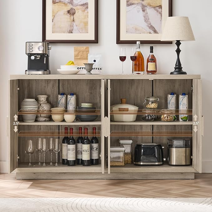ONBRILL Buffet Cabinet with Storage, Wooden Kitchen Coffee Bar Credenza Storage - Image 3