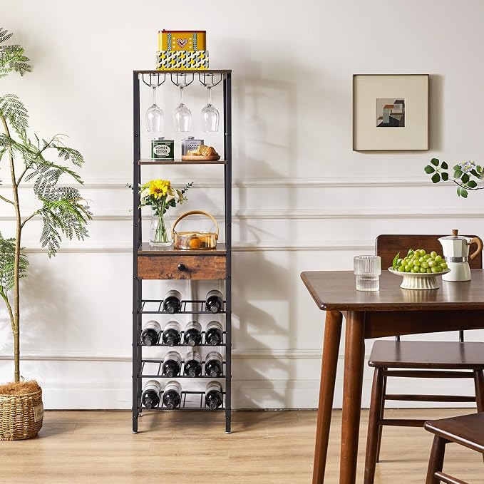 IBUYKE Wine Rack Freestanding Floor, Bar Cabinet - Image 4