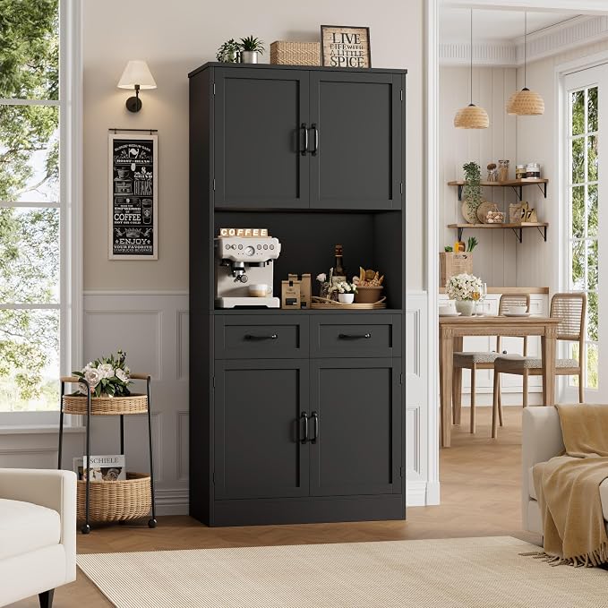 HOSTACK 71“ Tall Kitchen Pantry Storage Cabinet, Modern Kitchen Hutch Bar - Image 2