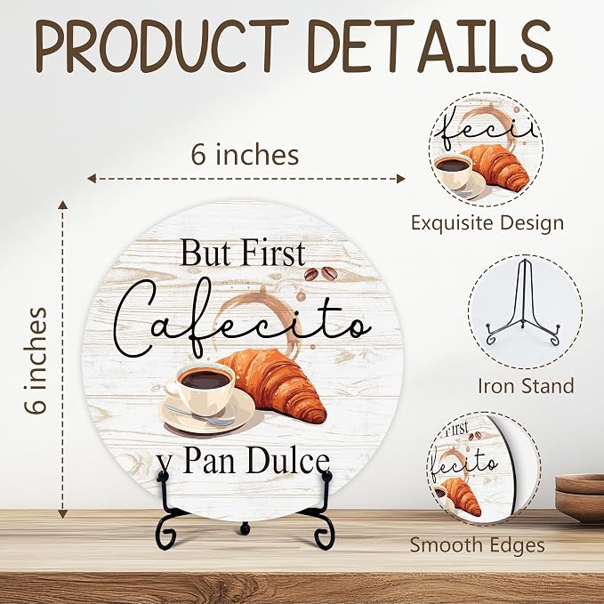 Coffee Bar Decor, Wooden Round Sign - Image 2
