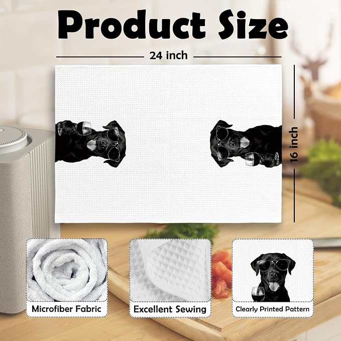 Funny Labrador Wine Bar Kitchen Dish Towels, Labrador Gifts - Image 6