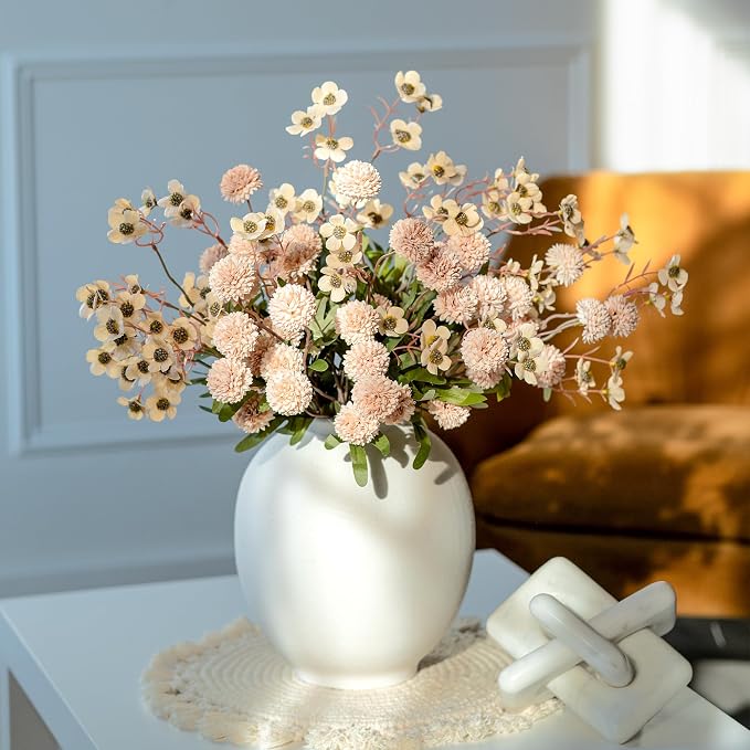 HyeFlora Faux Silk Pompon Mums Artificial Flowers - Image 6