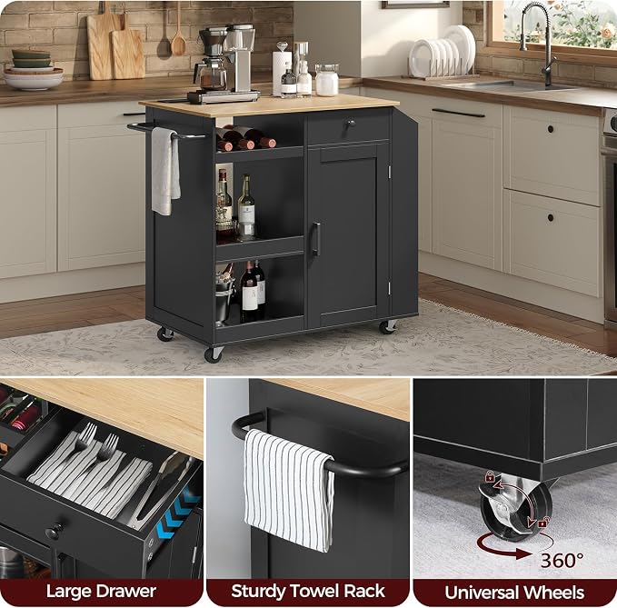 MAHANCRIS Kitchen Island with Power Outlet, Kitchen Storage Island with Drawer - Image 7