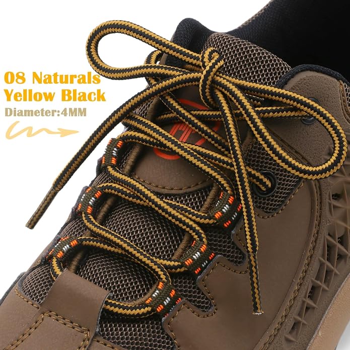DELELE 2 Pair Round Boot Laces Outdoor Hiking Walking Shoelaces Dual Coloured - Image 2
