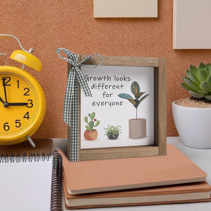 6 Inch Office Desk Decor, Wooden Growth Looks Different - Image 4
