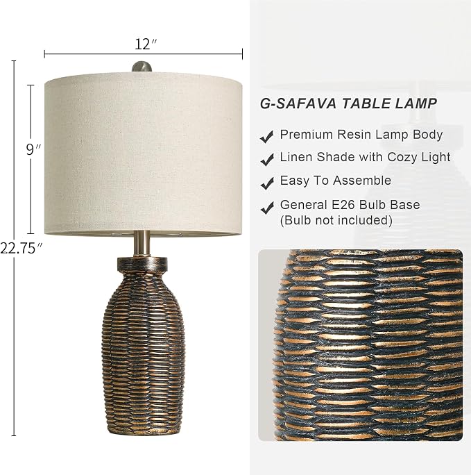 22.75" Table Lamps for Living Room Small Lamps for Bedroom Bedside Lamps Set of - Image 2