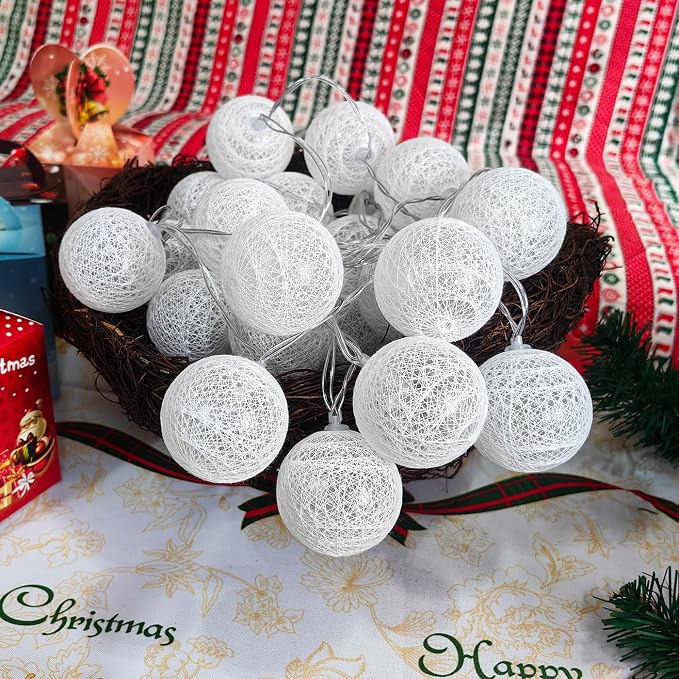 Gardeningwill 3M/10Ft 30 Warm White Ball LED Xmas Wedding Battery Operated - Image 2