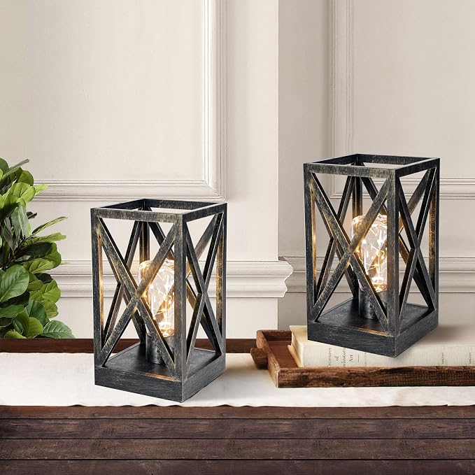 WINGBO 2 Pack Retro Battery Powered Table Lamps, Battery Operated Cordless Lamp - Image 2