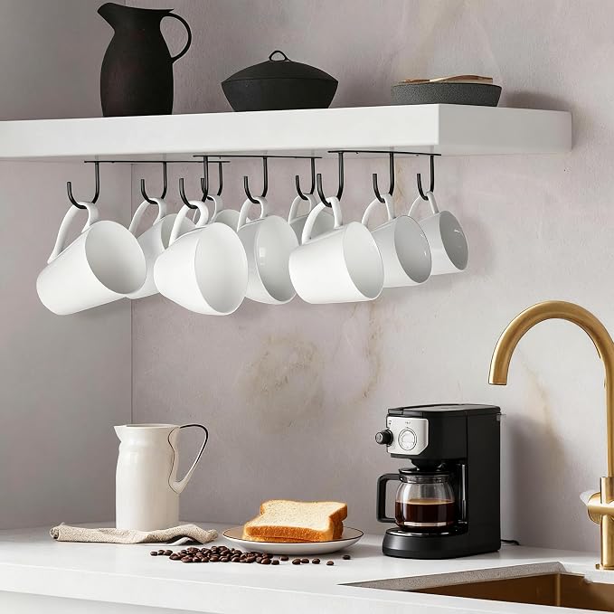 3pcs Under Cabinet Mug Hooks, Adhesive/Screw 2 Ways Install Mug Holder - Image 2