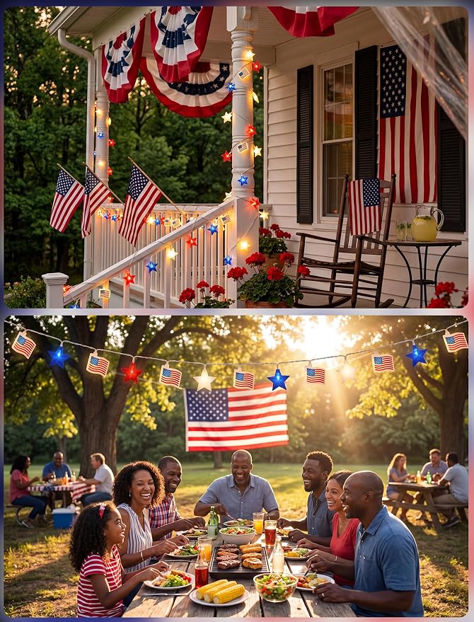 35 LED Red White Blue String Lights, 13.6FT 4th of July Decoration Lights - Image 6
