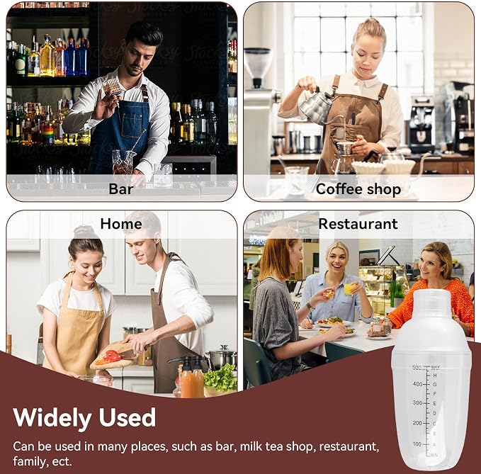 530ml Cocktail Shaker, Food Grade Plastic Highly Transparent Drink Shaker Cup - Image 6