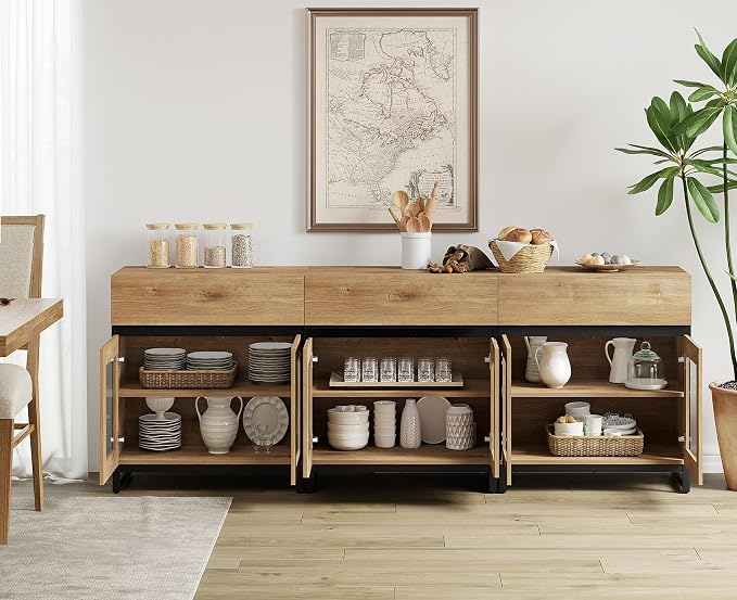 WAMPAT Sideboard Buffet Cabinets, Modern Credenza Sideboard - Image 7