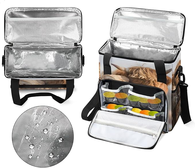 Farmhouse Highland Cow Coffee Maker Carring Bag, Large Insulated Storage - Image 3