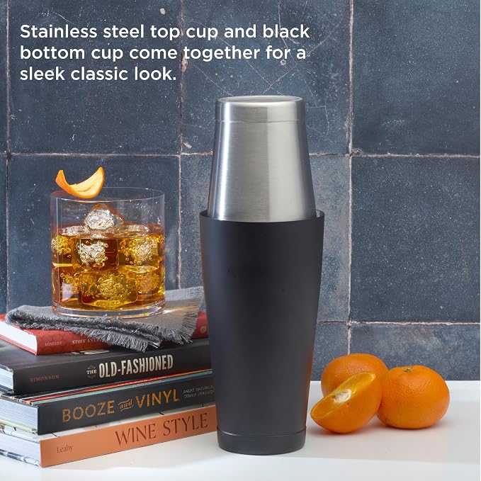 Houdini Boston Cocktail Shaker, 800 ml Two-Piece Stainless Steel and Black - Image 3