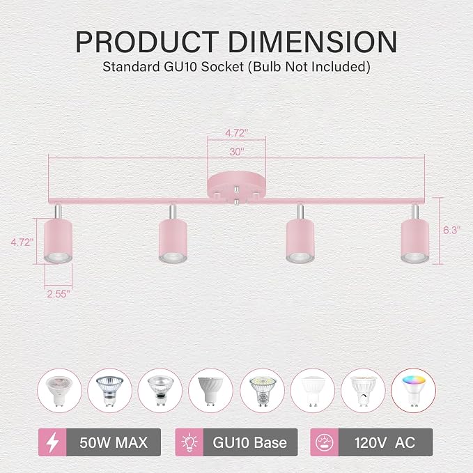 BoostArea LED 4 Light Track Lighting Kit, Flexibly Rotatable Light Head - Image 2