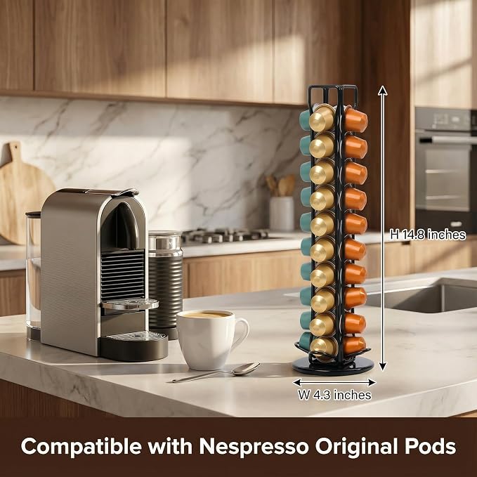 Coffee Pod Holder for Nespresso OriginalLine Capsules, Rotating Carousel Coffee - Image 5