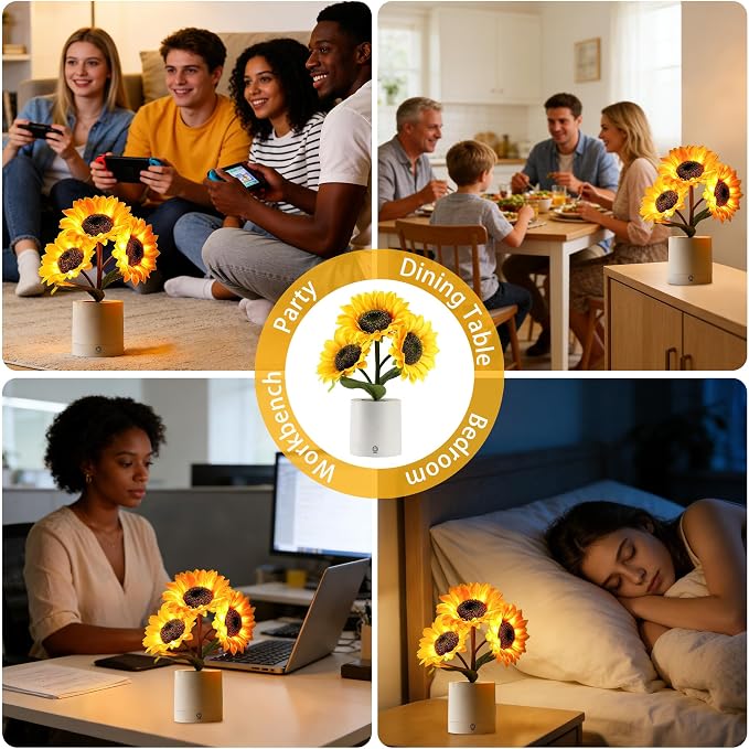 Rechargeable Sunflower Flower Lamp Decor - Image 5