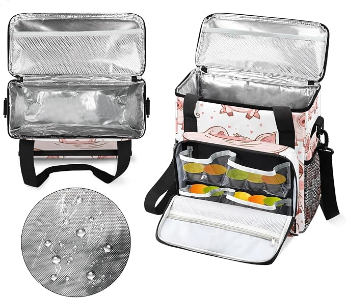 Cute Animal Pig Coffee Maker Carring Bag, Large Insulated Storage Organizer - Image 3