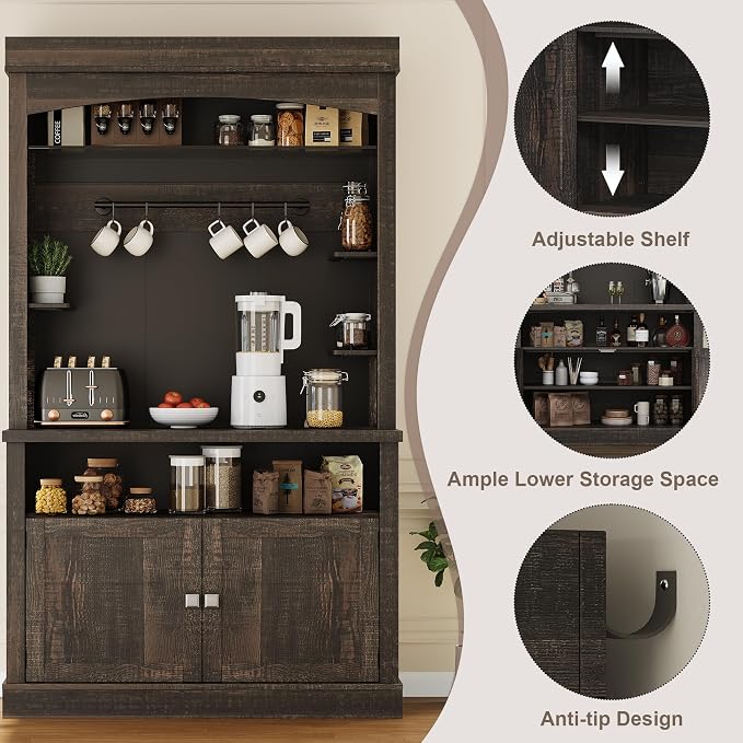 CABIHOME Farmhouse Coffee Bar Cabinet - Image 3