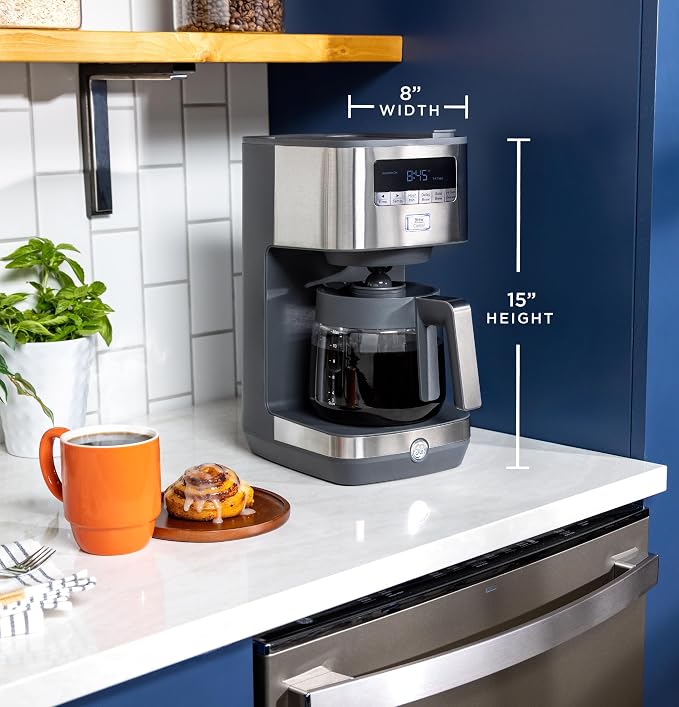 GE Drip Coffee Maker With Timer | 12-Cup Glass Carafe Coffee Pot With - Image 6
