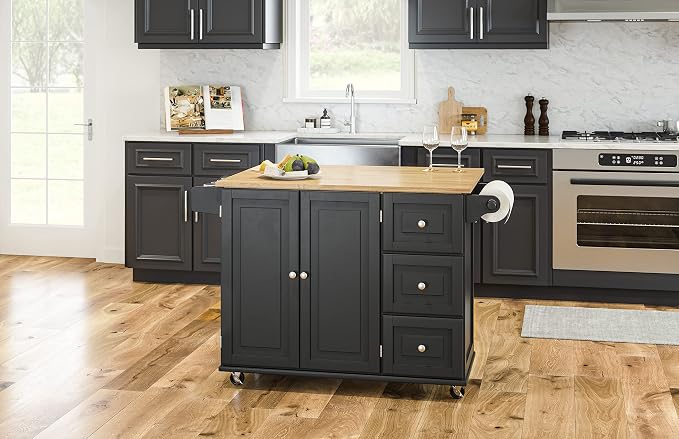 Homestyles Dolly Madison Black Mobile Kitchen Island Cart - Image 6