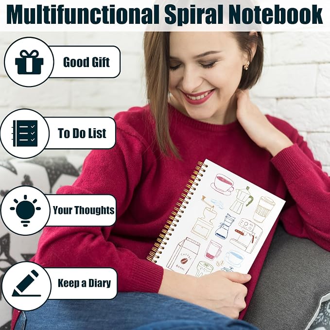 kunlisa Funny Coffee Gifts Spiral Notebook Journal 5.5x8.3, Gifts - Image 4