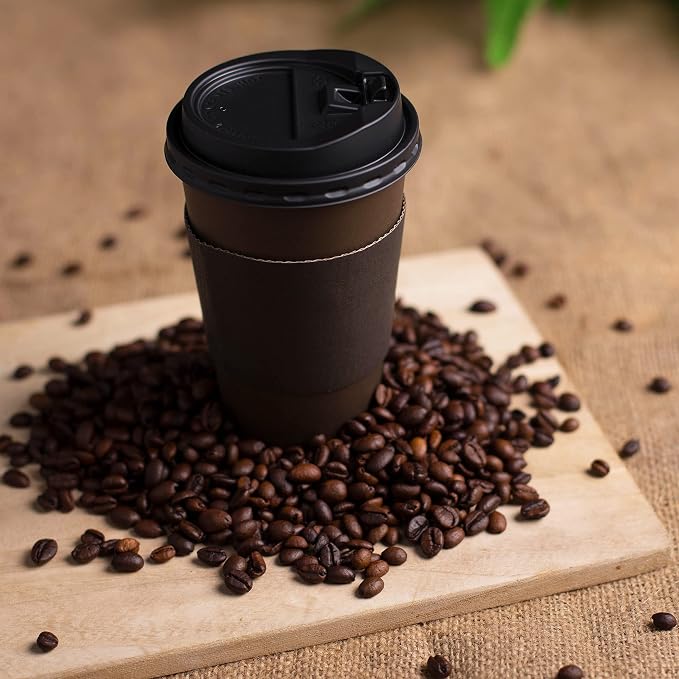 Promora 16 oz Brown Disposable Coffee Cups - Image 9