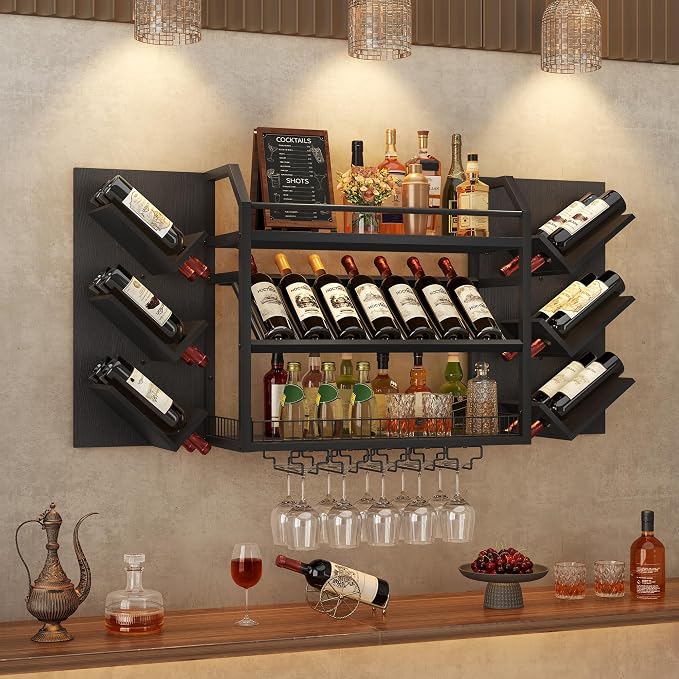 Hoctieon 48.6" Wall Mounted Wine Rack, 3 Tier Hanging Wine Racks by Hoctieon