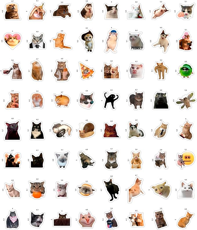 100Pcs Cat Meme Stickers, Funny Cat Sickers - Image 3