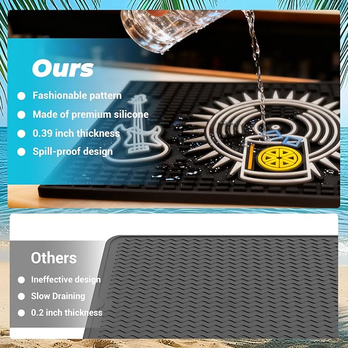Neon Tiki Black Bar Mat 18 x 12 Inch - Image 4