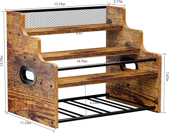 KLM 4-Tier Wood Display Shelf, Countertop Bar Stand - Image 6