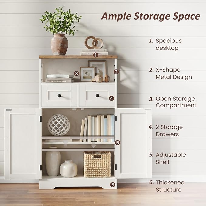 Befrases Farmhouse White Storage Cabinet - Image 8