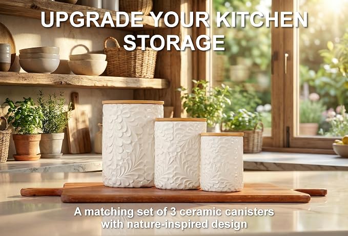 Engraved Design Kitchen Canisters Set of 3 - Image 2