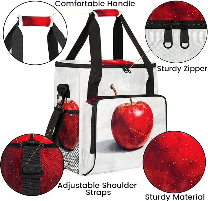 Fruit Red Apples Coffee Maker Carring Bag, Large Insulated Storage Organizer - Image 6