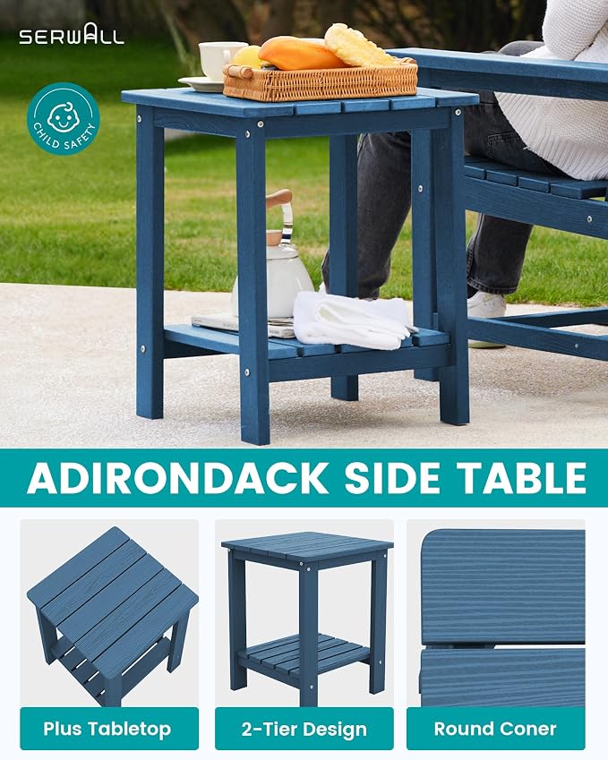 SEWRWALL Patio Furniture Set, HDPE Material All Weather Use Adirondack Chair Set - Image 6