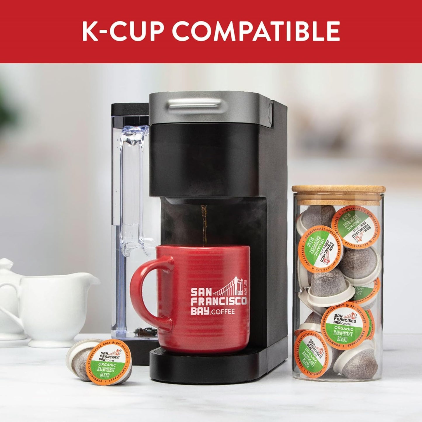 San Francisco Bay Compostable Coffee Pods - Organic Rainforest Blend (72 Ct) K Cup Compatible including Keurig 2.0, Medium Dark Roast