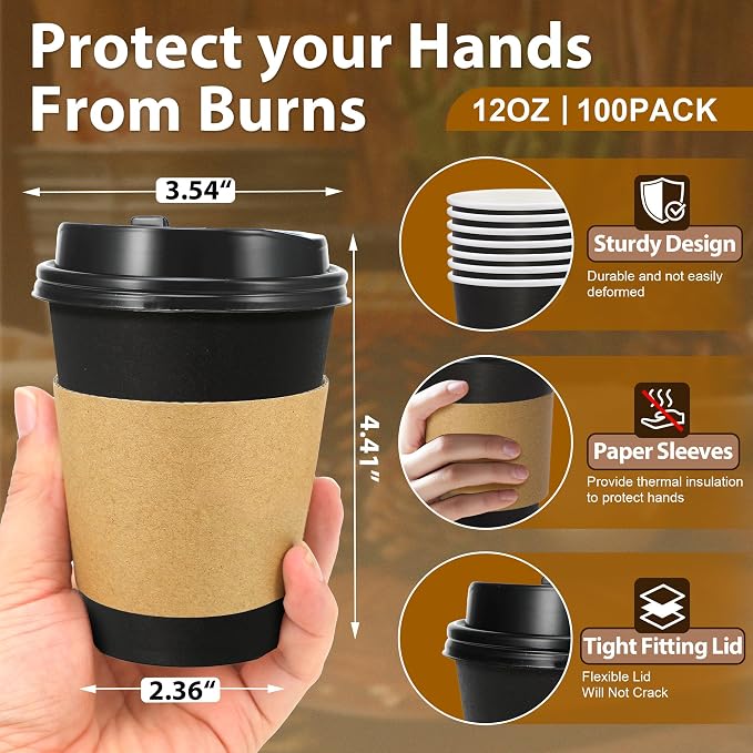 Clawsoff 500 Pack 12 oz Disposable Paper Coffee Cups - Image 4