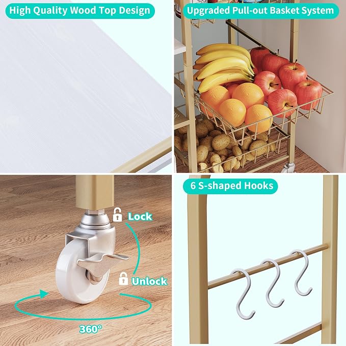 HapiRm Rolling Kitchen Microwave Cart - Image 8