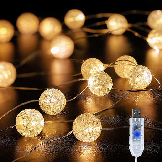 Globe String Lights, 10FT 30 LED Decorative Christmas Lights, 8 Modes Crystal by BEEWIN