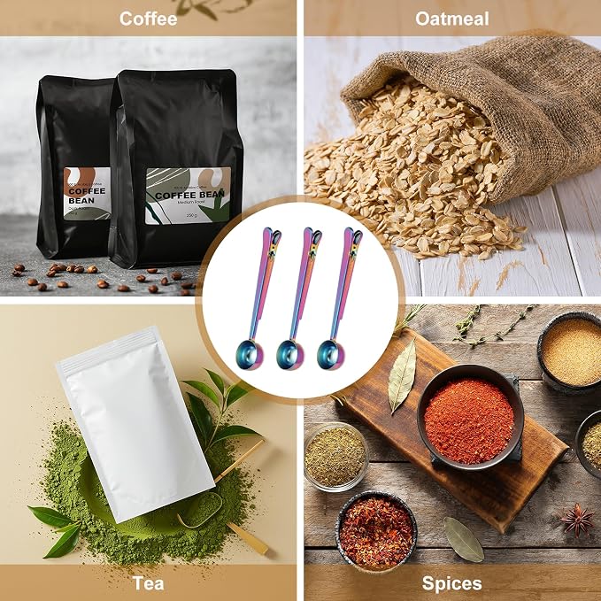 uxcell 1 PCS Coffee Scoop with Clip, Stainless Steel Coffee Scoop and Spoon Bag - Image 6