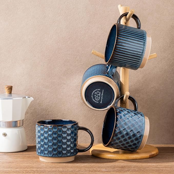 GBhome 12 OZ Stackable Coffee Mugs, Ceramic Coffee Mugs - Image 9